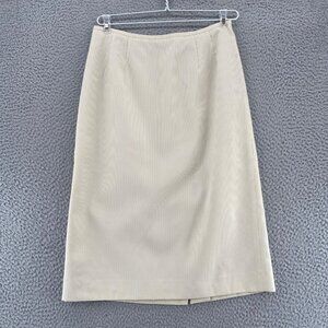 Le Suit Skirt Womens 6 Ivory Pinstripe Straight Pencil Below Knee Office Career